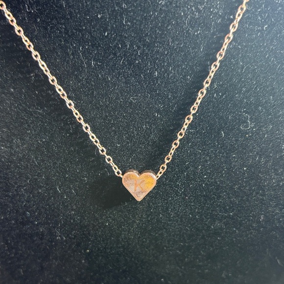 18” Elegant Rose Gold Heart Necklace- Letter K - Picture 5 of 8